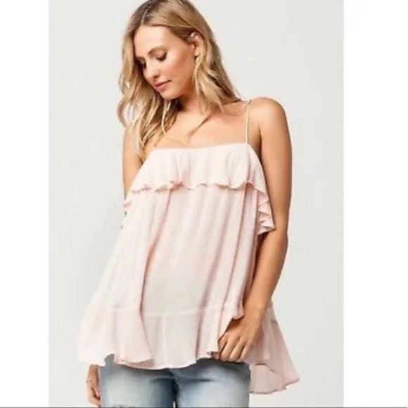 Intimately Free People Cascade Pink Ruffle Cami - Picture 1 of 9